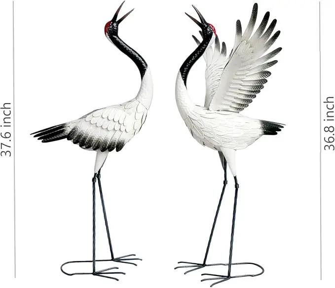 chisheen Crane Garden Statues Outdoor Metal Heron Yard Art Crane for Garden Sculptures Patio Lawn Ornaments,Set of 2 by GreenHaven Gardens