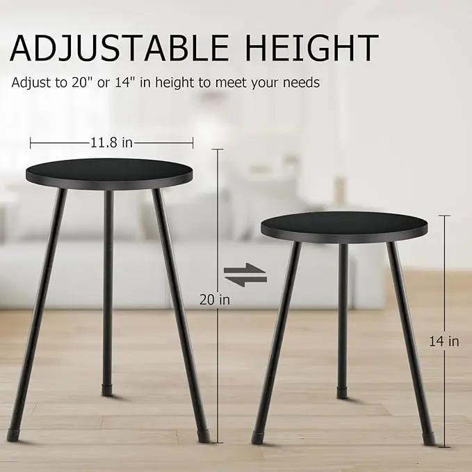 Tall Plant Stand, Mid Century Wood Indoor Plant Stand Black Plant Table for Flower Pots, Metal Plant Holder, Modern Home Decor Small Round Side End Table (11.8"x20") by GreenHaven Gardens