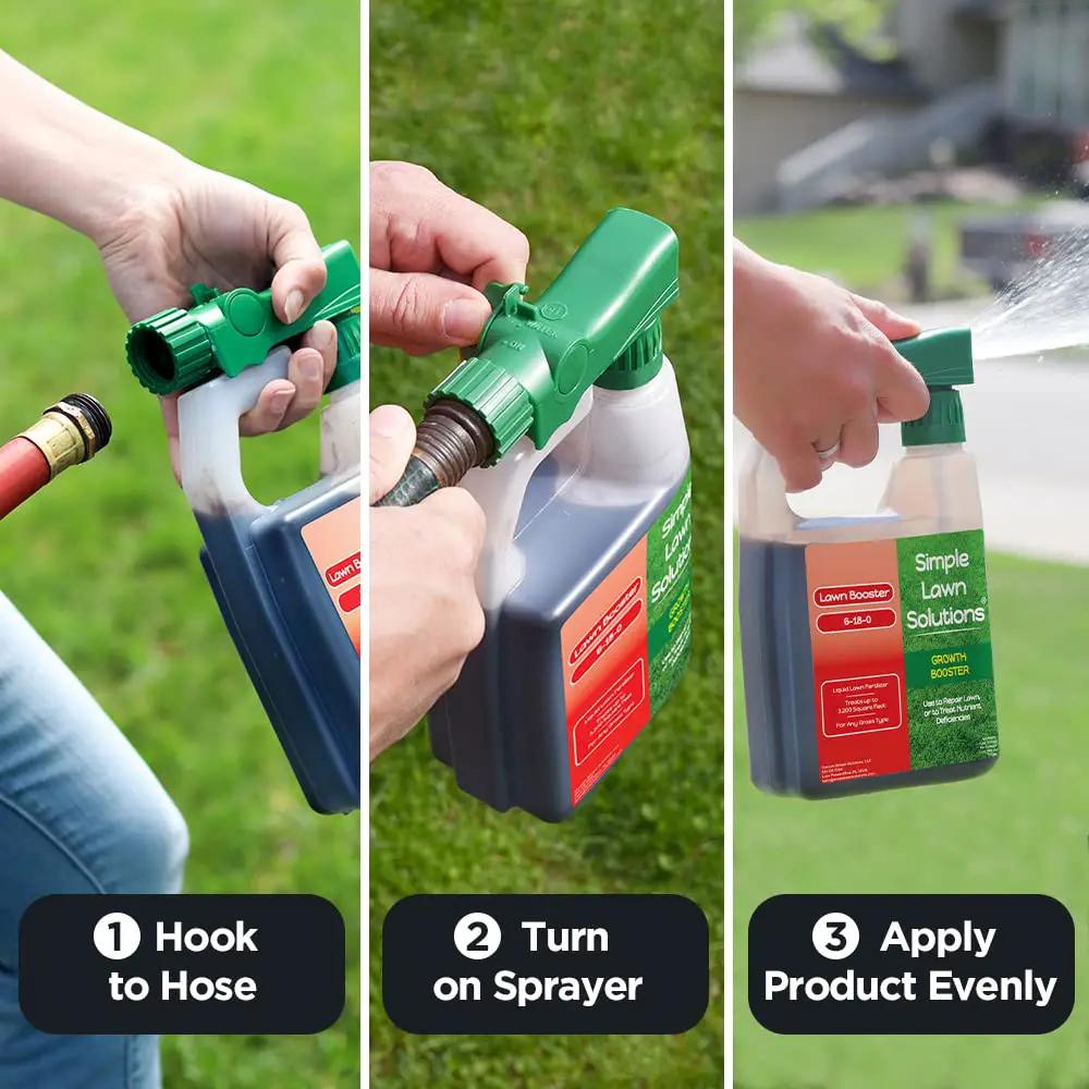 Extreme Grass Growth Lawn Booster- Liquid Spray Concentrated Starter Fertilizer with Humic Acid- Any Grass Type- Simple Lawn Solutions (32 oz. w/Sprayer) by GreenHaven Gardens