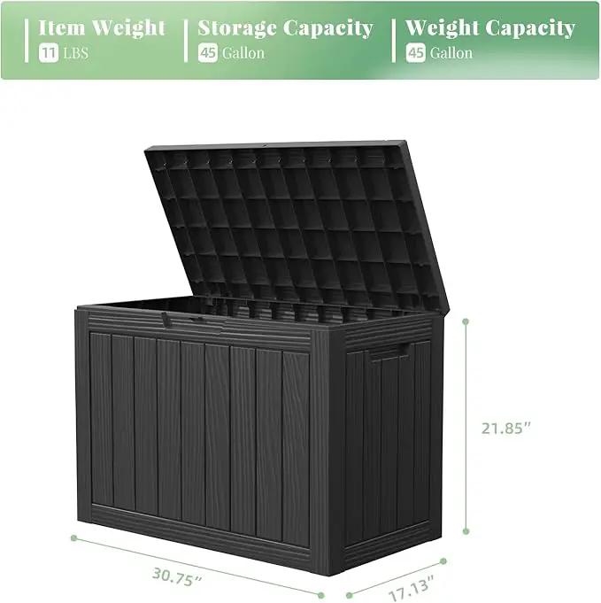 DRATO 45 Gallon Deck Box, Outdoor Storage Box for Patio Furniture, Patio Cushions, Gardening Tools, Pool Supplies 480lbs Weight Capacity,Waterproof Resin Storage Boxes by GreenHaven Gardens