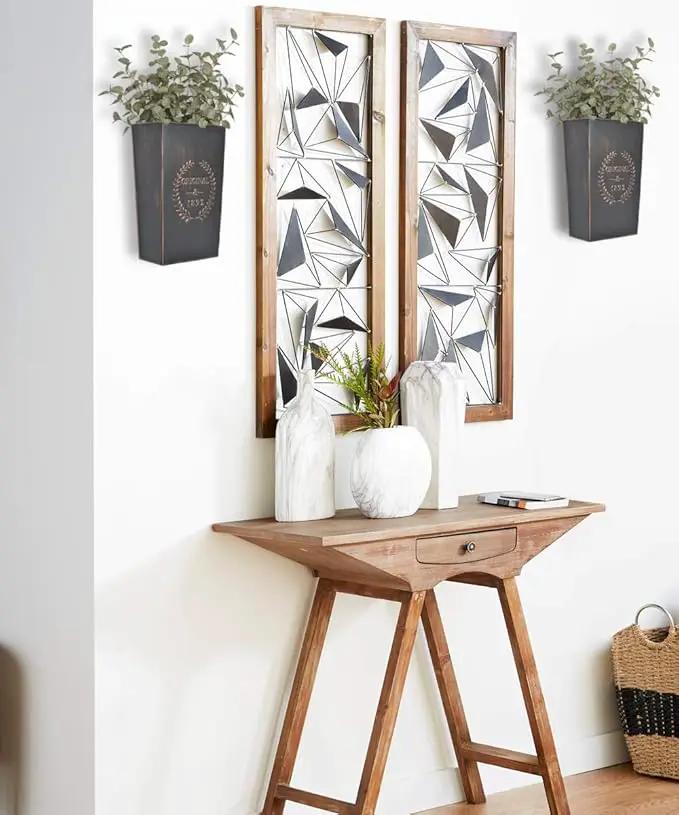 LESEN Rustic Metal Wall Planter Country Home Hanging Wall Vase Pocket for Plants or Flower Indoor or Outdoor Farmhouse Wall Decor,Set of 2 by GreenHaven Gardens