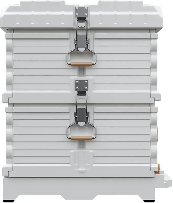 Ergo Insulated 10 Frame Bee Hive Set [NO Frames Included] (Double Deep, White Body Yellow Entrance) by GreenHaven Gardens