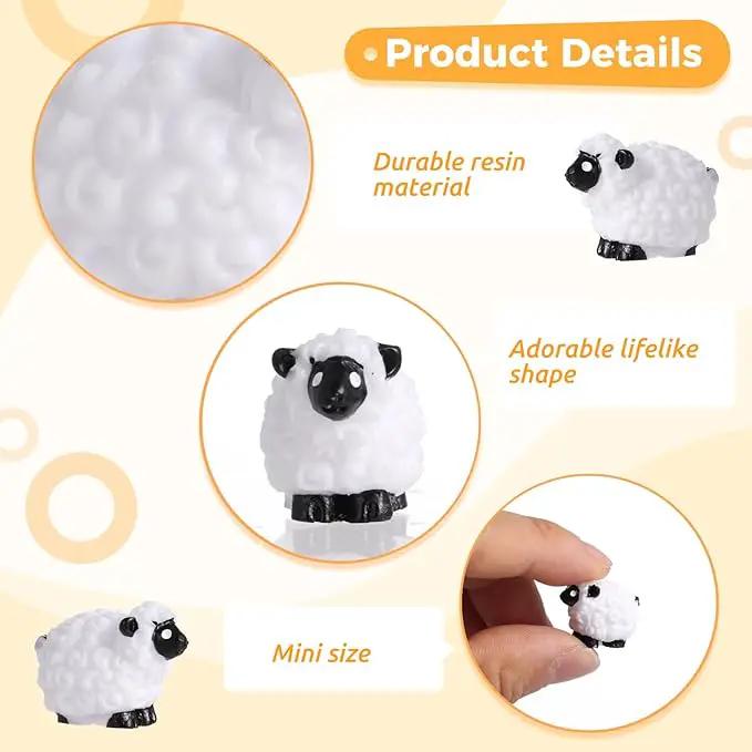 100Pcs Mini White Sheep Figurines, Miniature Resin Sheep Figurines, Mini Cute Resin White Sheep Ornaments, Little Outdoor Moss Landscape Figurines, Tiny Fairy Garden Animal Cake Toppers by GreenHaven Gardens