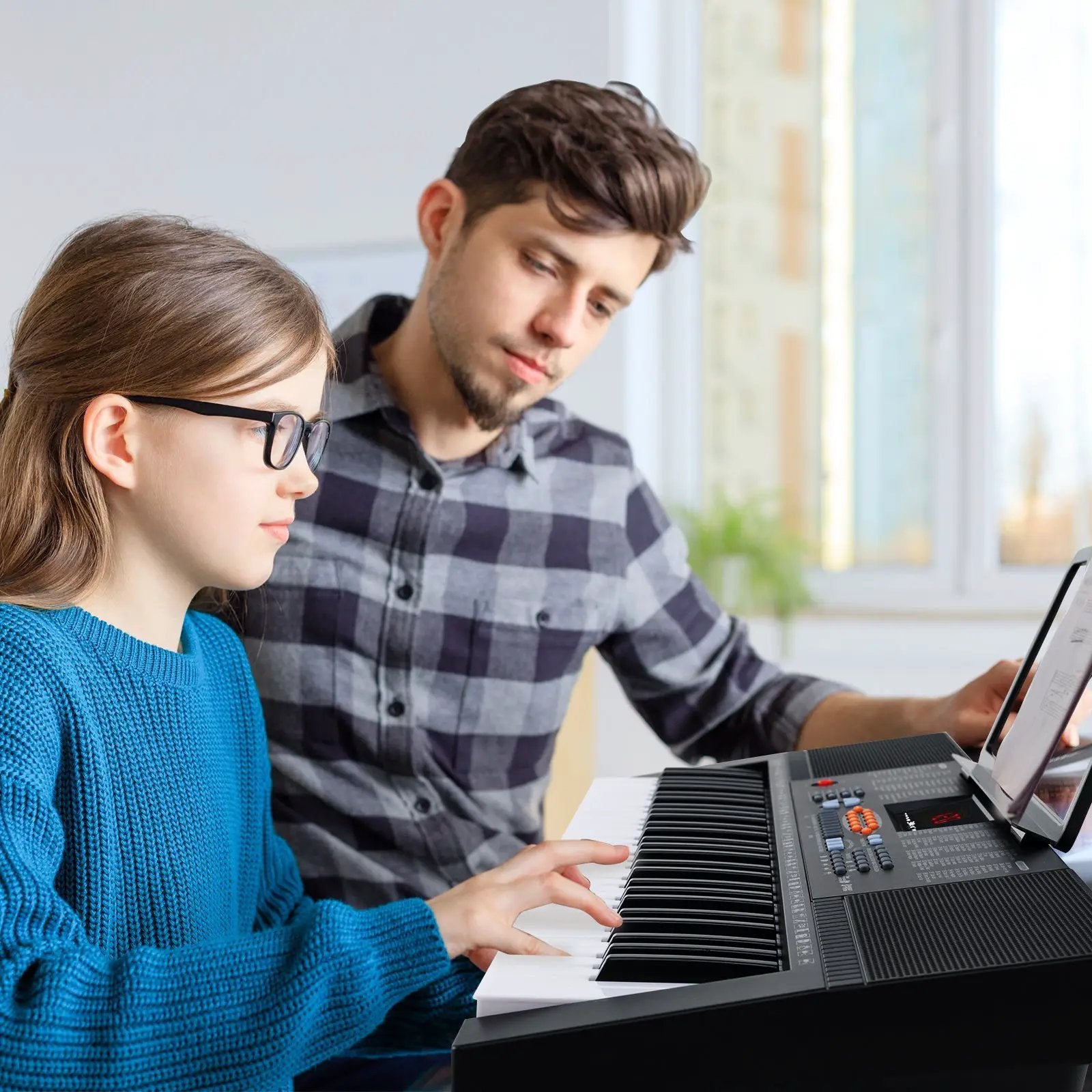 61-Key Electronic Keyboard Piano with 3 Teaching Modes LED Display and Dual Keyboard by DirectDeals