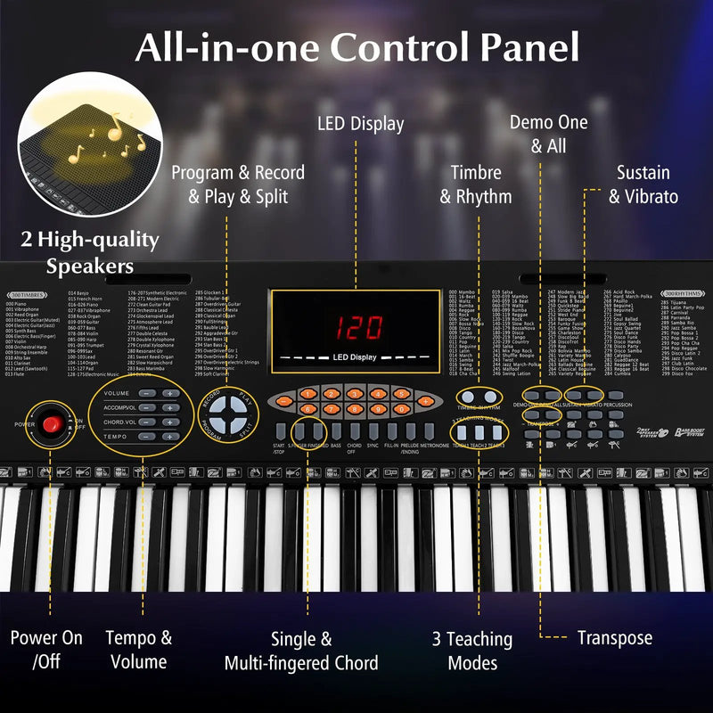 61-Key Electronic Keyboard Piano with 3 Teaching Modes LED Display and Dual Keyboard by DirectDeals