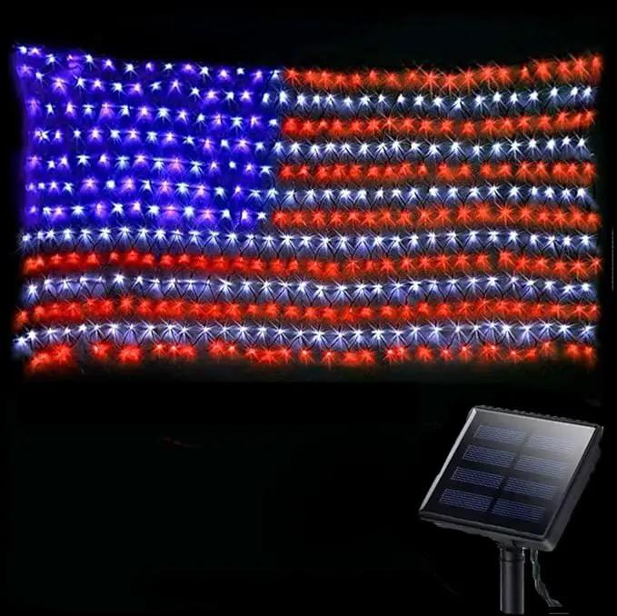 DBFAIRY Solar American Flag Lights Outdoor,420 LEDs American Flag Net Lights 6.5ft x 3.28ft Super Bright,Memorial Day Decorations of The United States for Independence/National/Memorial Day,July 4th by GreenHaven Gardens