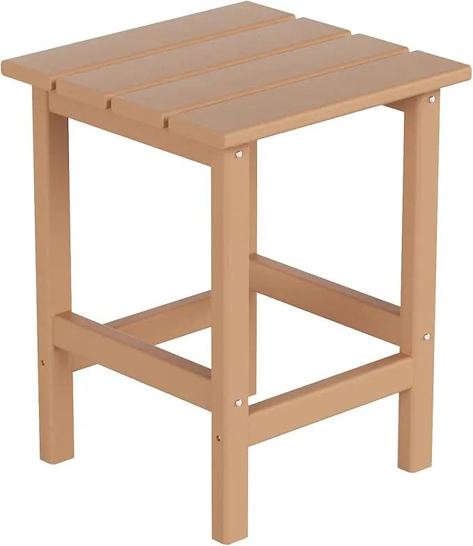 WO Home Furniture Adirondack Chair Table Set of 2 PCS Outdoor Folding Chair w Side Table Weather/UV Resistant for Lawn, Garden, Bon Fire, Balcony (Teak) by GreenHaven Gardens