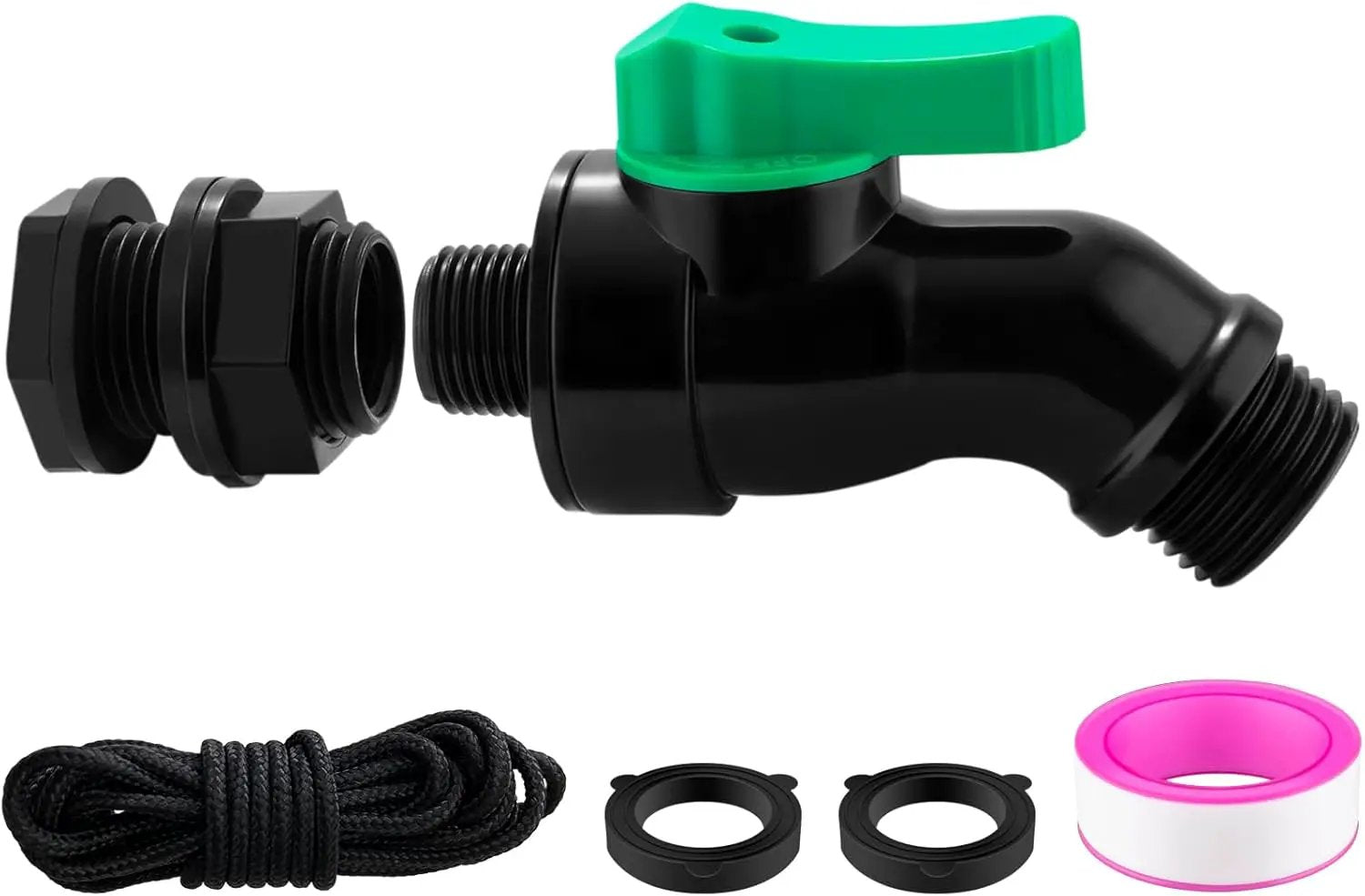 Plastics Rain Barrel Spigot Kit High Flow Valve Core Water Tank Faucet+PVC Bulkhead Fitting 1/2" NPT to 3/4" GHT Rain Barrel Spigot for Plastic Bucket Rainwater Drum Container Downspout Collector in by GreenHaven Gardens