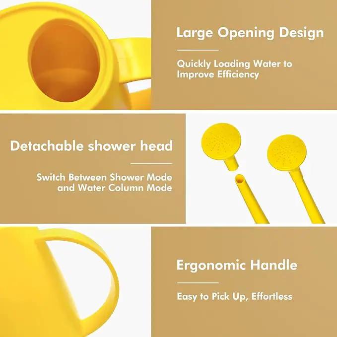 Watering Can for Indoor Outdoor Plants, Modern Small Watering Cans with Removable Nozzle, Long Spout Watering Can for Indoor Bonsai Plants Garden Flowers 1/2 Gallon 1.8L 60OZ (Yellow) by GreenHaven Gardens