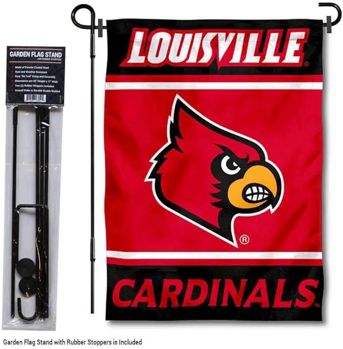 College Flags & Banners Co. Louisville Cardinals Garden Flag with Stand Holder by GreenHaven Gardens