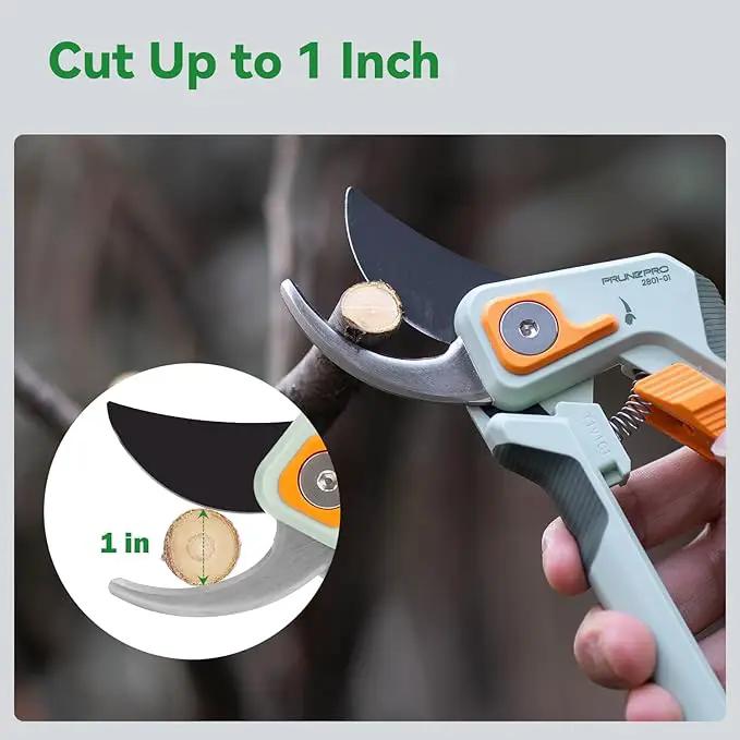 PrunePro Pruning Shears for Gardening Professional Bypass Hand Pruner Up to 1 Inch Cut Capacity Sharp Stainless Steel Blade Garden Scissors Plant Flower Garden Clipper 1 Pack by GreenHaven Gardens