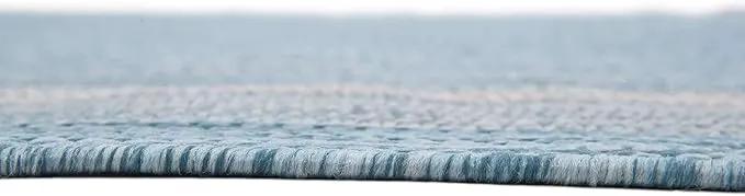 Unique Loom Outdoor Border Collection Area Rug - Soft Border (8' x 11' 4" Rectangle, Aquamarine/ Ivory) by GreenHaven Gardens
