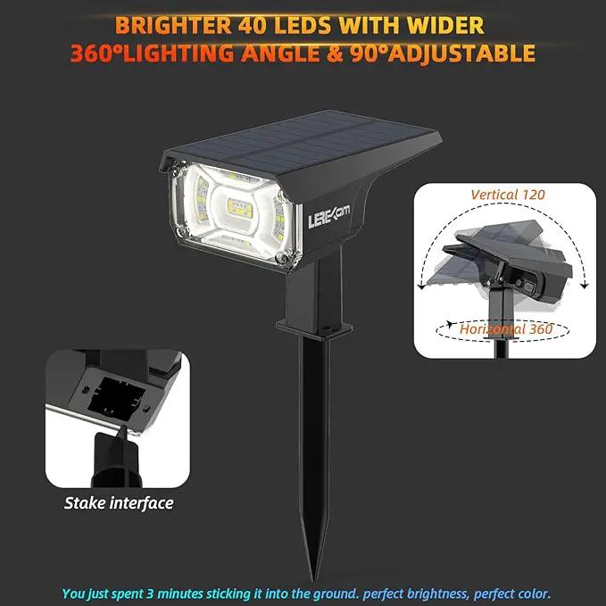 Solar Spotlights Outdoor,40 LEDs Color Changing RGB Landscape Path Lights,USB & Powered Multicoloured Spotlights,14 Colors Auto Cycling for Yard,Garden,2 Pack by GreenHaven Gardens