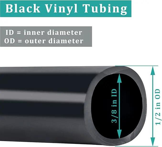 Black Vinyl Tubing 3/8” ID × 1/2” OD - 100 Feet PVC Flexible Plastic Tube Hybrid Hose, Transfer Water Air Oil for Pond Fountain Garden, Non-toxic and BPA free by GreenHaven Gardens