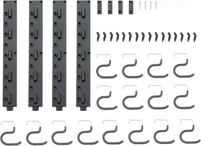 WellMade 64'' Adjustable Garden Tool Organizer, Garage Storage System with Hooks, Wall Mount Tool Organization Rack, Black by GreenHaven Gardens