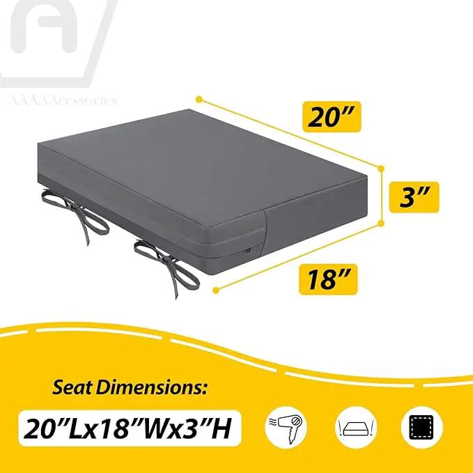 AAAAAcessories Outdoor Seat Cushions for Chairs, Waterproof, Fade-Resistant Patio Furniture Replacement Cushions, 20" x 18" x 3", Set of 2, Dark Gray by GreenHaven Gardens