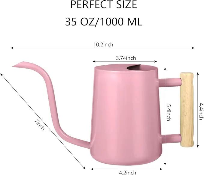Watering Can Indoor Plants, 35oz Small Watering Can Indoor Stainless Steel Metal Watering Can Modern Decorative Watering Pot with Long Spout for Indoor House Plant Bonsai Garden Flowers (Pink) by GreenHaven Gardens