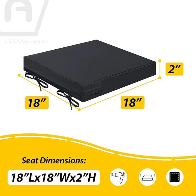 AAAAAcessories Outdoor Seat Cushions for Chairs, Waterproof, Fade-Resistant Patio Furniture Replacement Cushions, 18" x 18" x 2", Set of 2, Black by GreenHaven Gardens