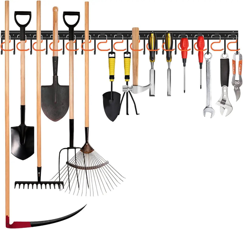 51'' All Metal Garden Tool Organizer Adjustable Garage Tool Organizer Wall Mount Garage Organizers and Storage with Heavy Duty Hooks Tool Hangers for Garage Wall, Shed, Garden by GreenHaven Gardens