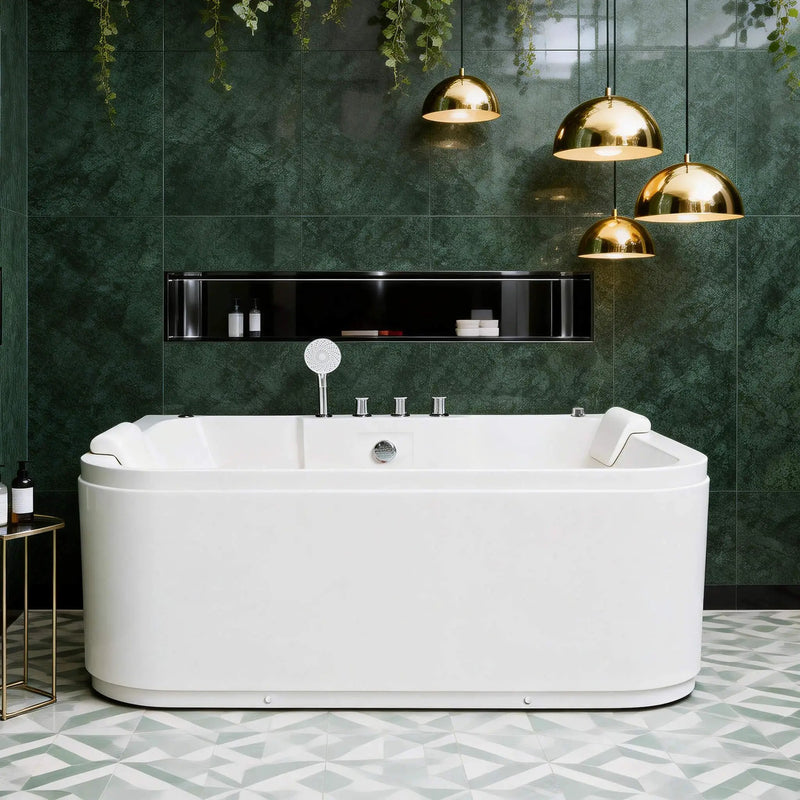 Nuvia 61-Inch 2-Person Acrylic Whirlpool Massage Bathtub With 16 Water Jets And LED Lights (SAK15780) by SAKSBY WHOLESALE