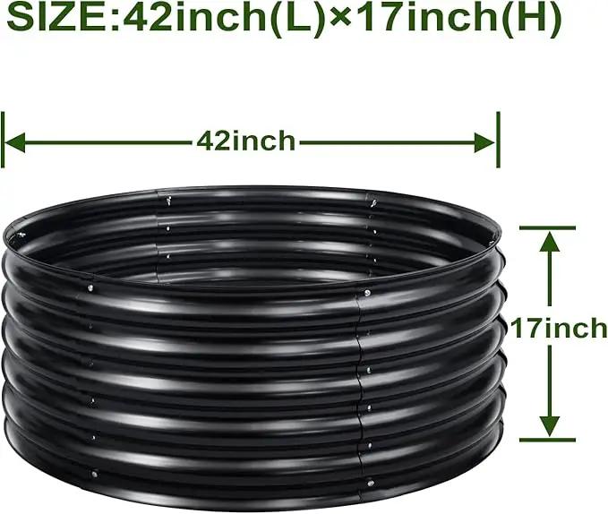 EDOSTORY 17" Tall, 42" Round Metal Raised Bed Garden Bed Kit, Galvanized Planter Raised Garden Boxes Outdoor, Large Metal Raised Garden Beds for Vegetables, Flowers, Herbs by GreenHaven Gardens