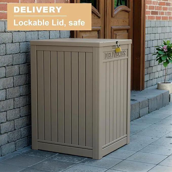 DRATO 48 Gallon Package Delivery Box, Large Lockable Storage Box, Double-Wall Resin Outdoor Package Delivery and Waterproof Deck Box for Porch, Patios by GreenHaven Gardens
