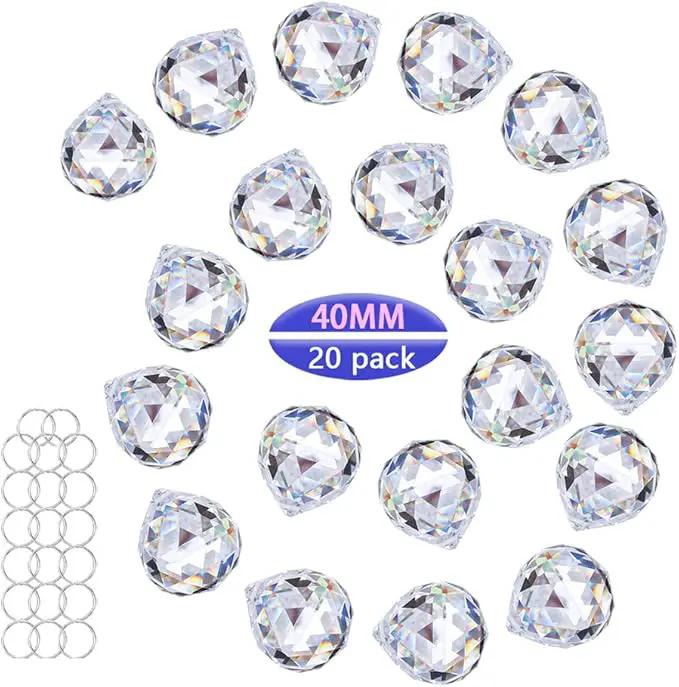 Crystalsuncatcher 20Pcs 1.75 inch/40mm Clear Crystal Ball Prism Pendant Suncatcher for Feng Shui/Divination or Wedding/Home/Office Decoration by GreenHaven Gardens