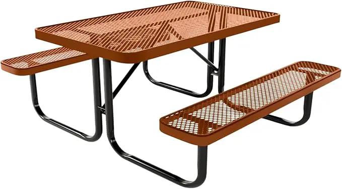 Heavy-Duty Portable Outdoor Kids Table, Expanded Metal Kids Picnic Table, Commercial-Grade Picnic Table, Made in America (4ft Rectangular, Childrens, Textured Copper) by GreenHaven Gardens
