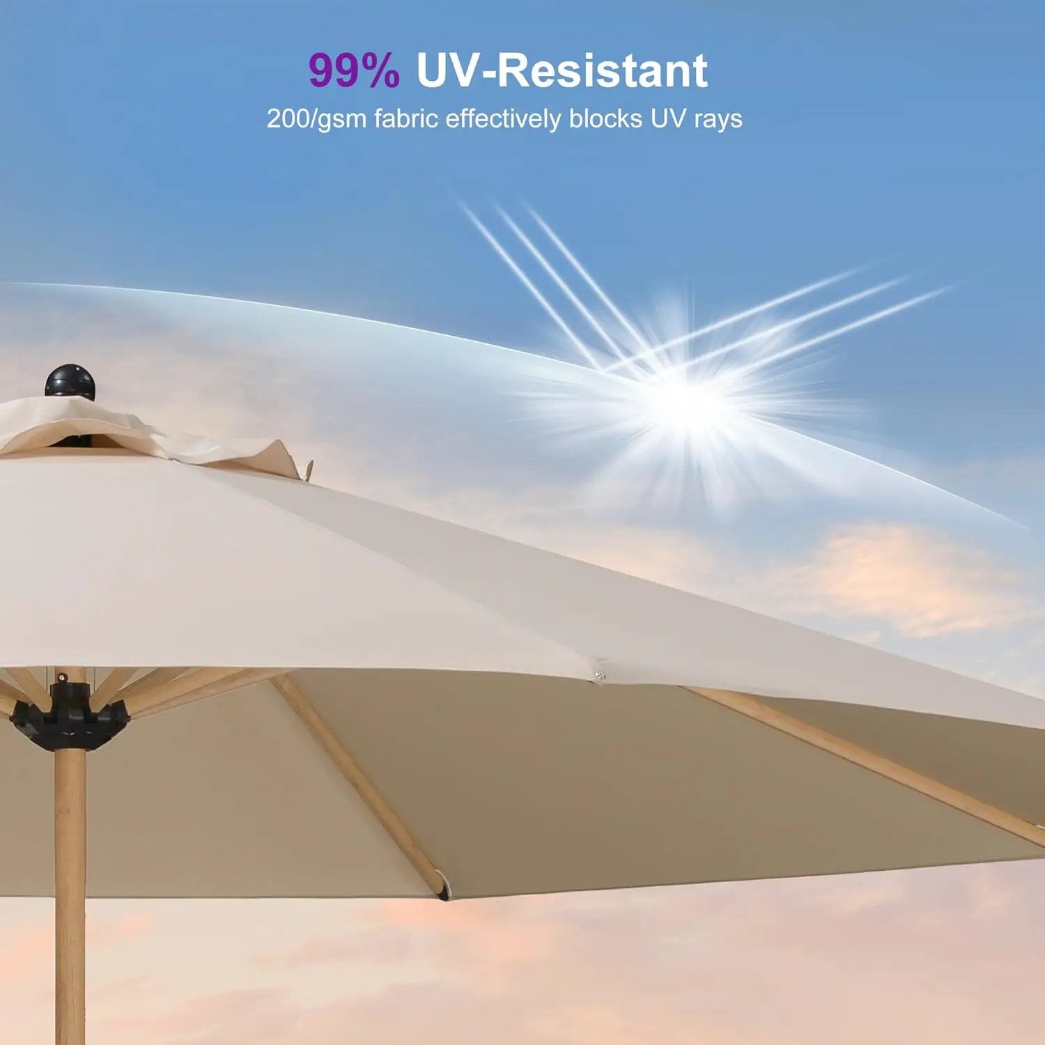 PURPLE LEAF 11 Feet Patio Umbrella Outdoor Table Umbrella Round Aluminum Market Umbrella with 8 Sturdy Ribs & Crank Commercial Outdoor Umbrellas for Garden Deck Patio, Beige by GreenHaven Gardens