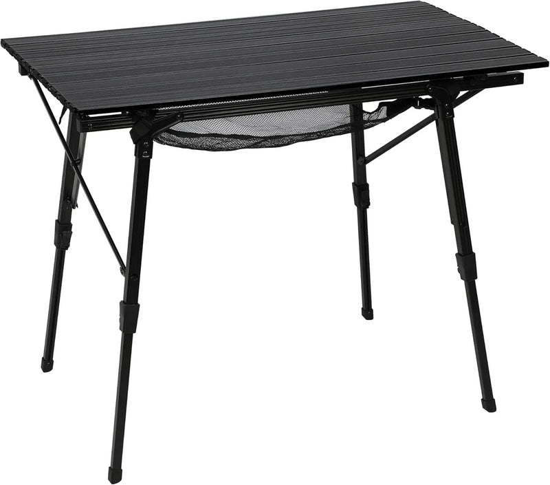 PORTAL Camping Table Foldable Portable with Adjustable Legs, Aluminum Folding Table Roll Up Table with Carrying Bag for Outdoor, Beach, Picnic, Backyards, BBQ and Party, Black by GreenHaven Gardens