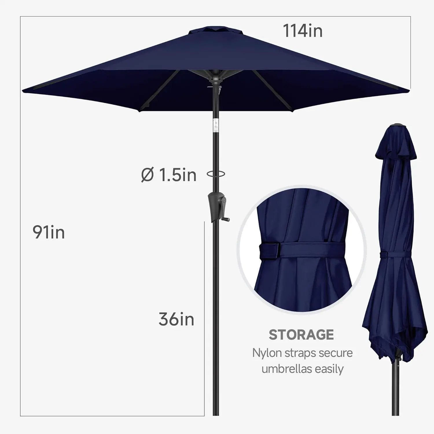 FLAME&SHADE 10ft Patio Umbrella - Outdoor Umbrella with 6 Sturdy Ribs, Push Button Tilt and Crank, UV Protection Table Market Umbrella for Pool, Porch，Garden, Deck, Backyard (Navy Blue) by GreenHaven Gardens