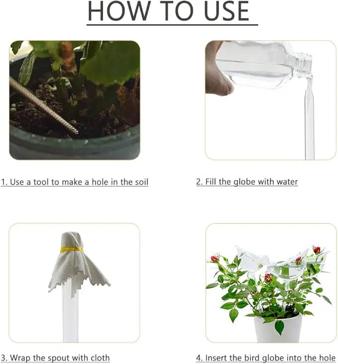 Glass Plant Watering Globes, Self Watering Globes Bird Shape, Self Watering Planter Insert, Plant Watering Devices, Automatic Plant Waterer Indoor, Watering Bulbs, 2 Pack by GreenHaven Gardens