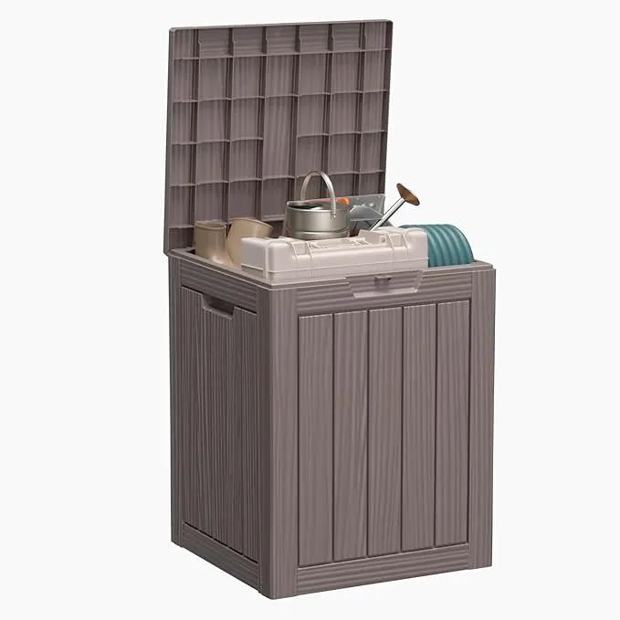 28 Gallon Resin Deck Box, Lockable Outdoor Storage Box for Patio Cushions Storage Furniture,Garden Tools, Pool Supplies, Weatherproof and UV Resistant (Grey) by GreenHaven Gardens