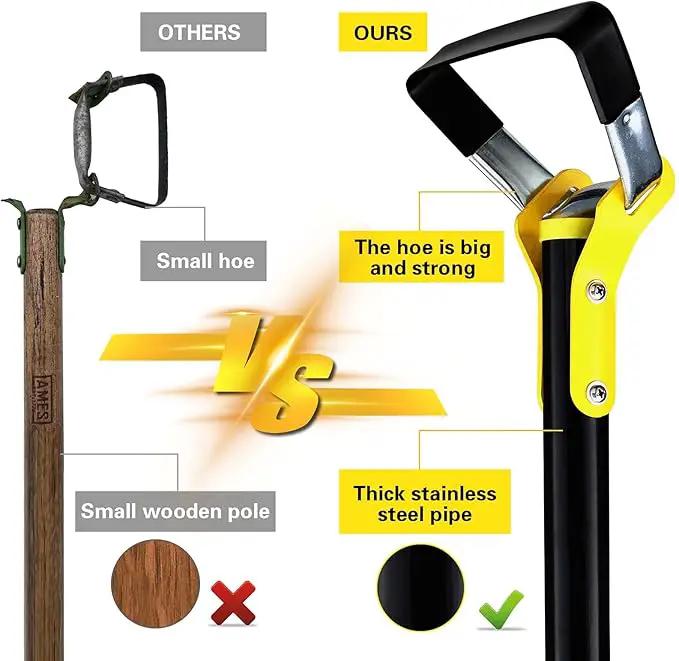 72 inch Garden Hoe， weeding tools for garden,Handheld Weeding Rake Planting Vegetables Farm,Sharp Durable Gardening Gifts for Hoe Garden Tool Traditional Steel Quenching Forging Process by GreenHaven Gardens