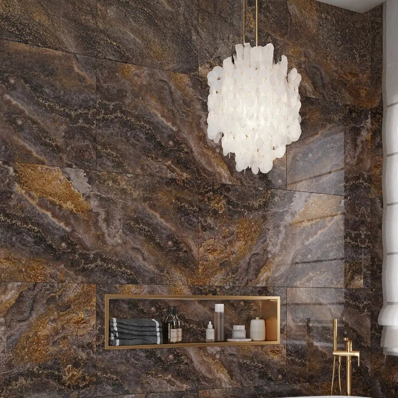 Brown 24x48 Polished Porcelain Large Format Tile (2 pack, 15.55 sq ft/case) by Apollo Tile