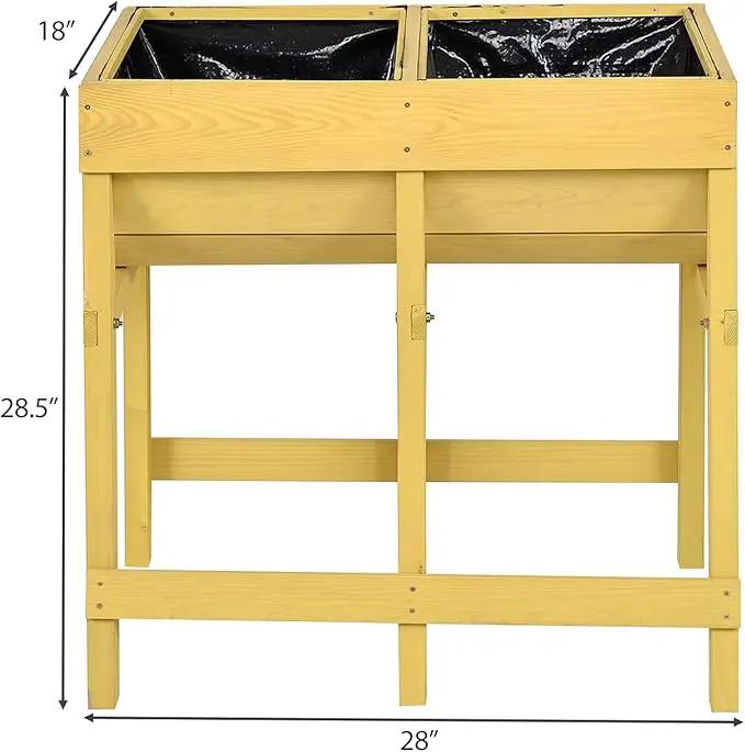 Giantex Raised Garden Bed, Elevated Wood Planter Stand, Garden Grow Box Kit W/Legs for Vegetable, Flower, Herb - Outdoor Planter W/Shelf for Garden, Patio, Backyard - Natural by GreenHaven Gardens