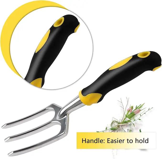 FEBSNOW Garden Tool Set - 5 Pieces Heavy Duty Gardening Hand Tools Kit Include Garden Trowel, Garden Rake, Spade Shovel, Weeder, Cultivator for Men, Women by GreenHaven Gardens
