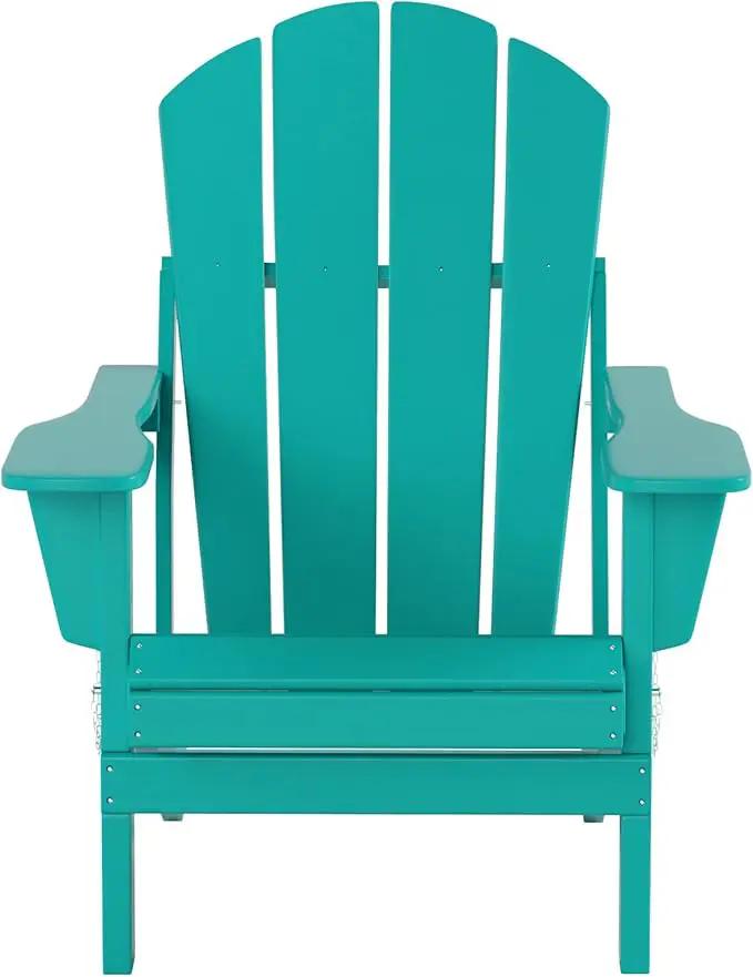 WO Home Furniture Adirondack Chairs Table Set of 3 PCS Outdoor Folding Chairs Coffee Table Weather/UV Resistant for Lawn, Garden, Bon Fire, Balcony (Turquoise) by GreenHaven Gardens