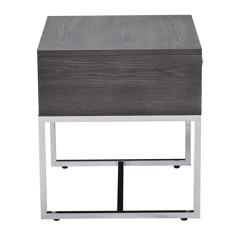 Iban - End Table - Gray Oak & Chrome by Unique Piece Furniture
