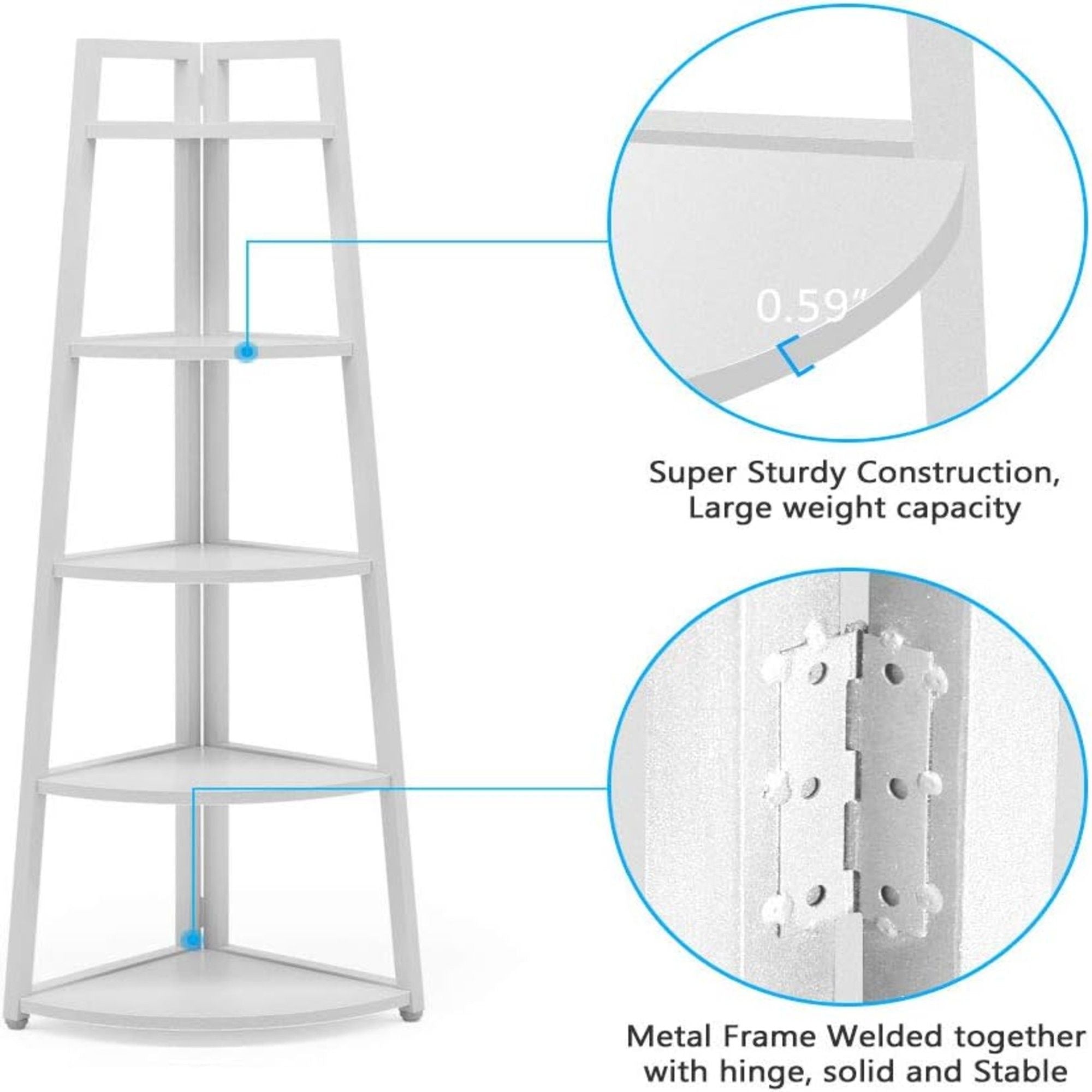 Tall 5 Tier Corner Bookshelf For Living Room