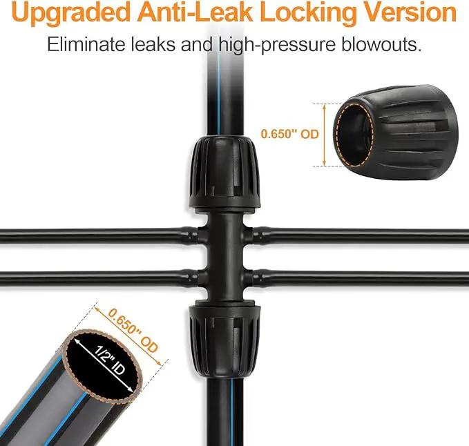 12 Pcs 1/2 inch to 1/4 inch Drip Irrigation Tubing Fittings, 1/2" Drip Tubing (1/2" ID x 0.65" OD) to 4 Way 1/4" Irrigation Tubing Locked Barbed Reducing Tee Connectors for Garden Systems by GreenHaven Gardens