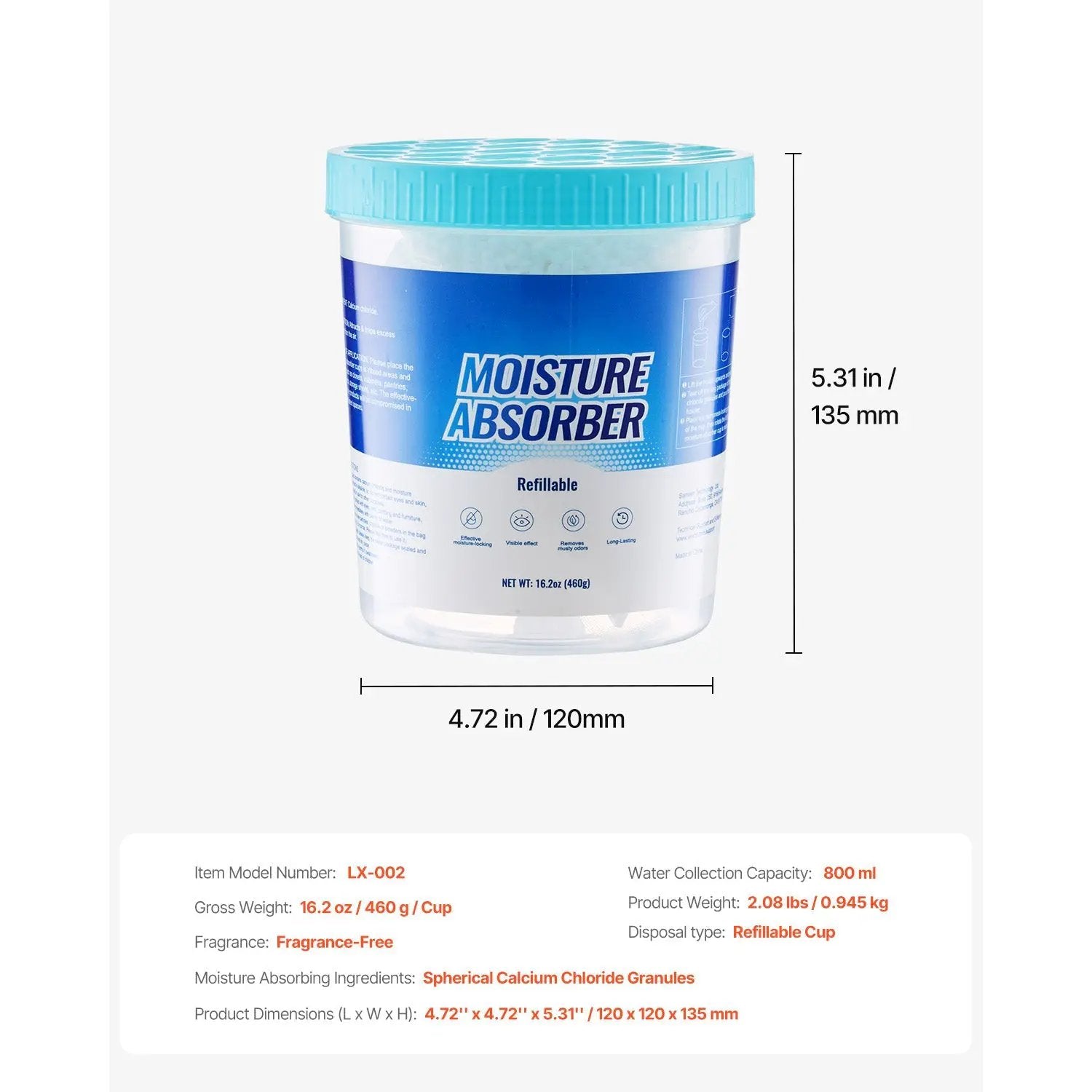 Moisture Absorber Bucket, 2 Packs 16.2 oz Hi-Capacity with 800ml Storage by HouseOfZazla