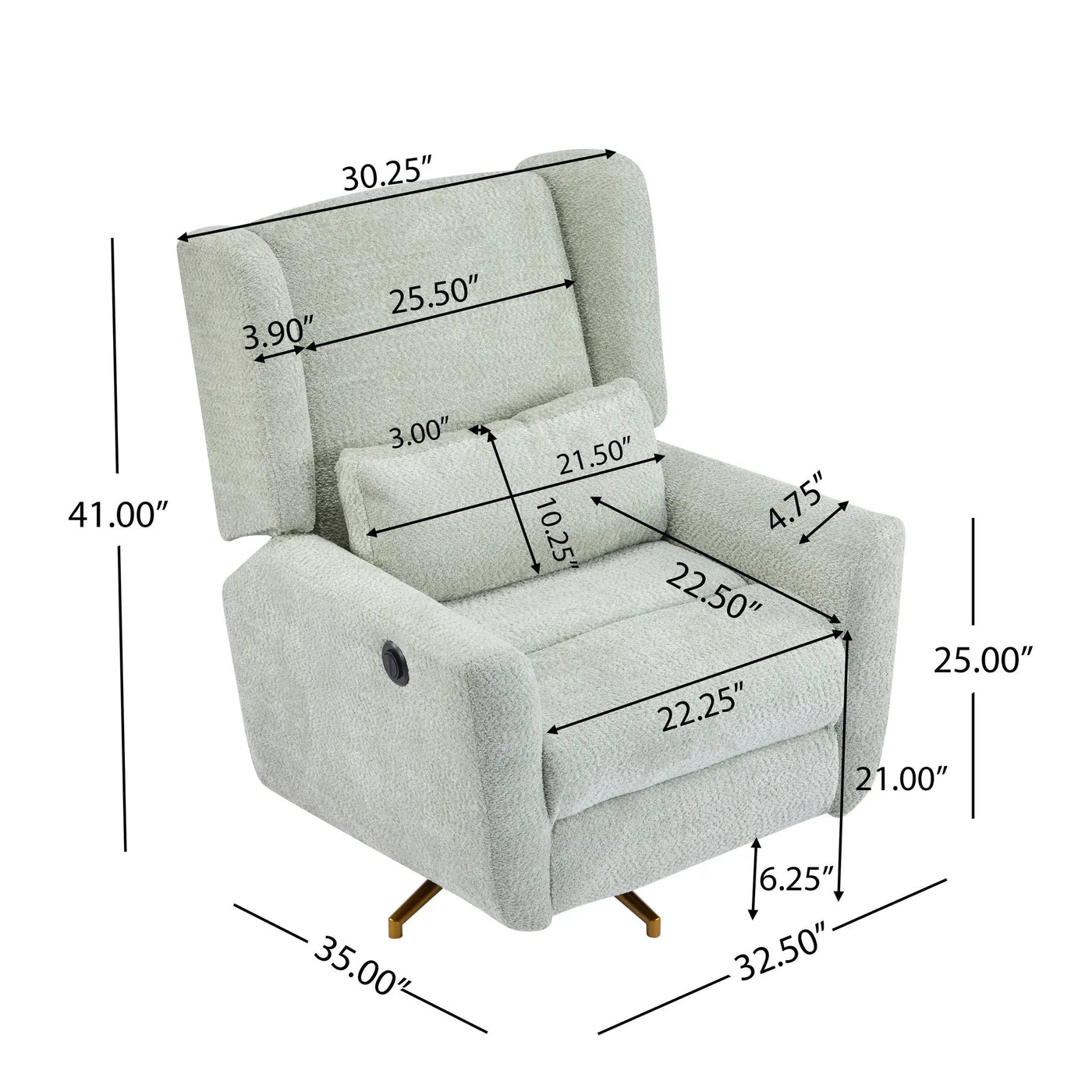 Power Recliner Chair Swivel with Boucle Upholstery and 360° Swivel by HouseOfZazla