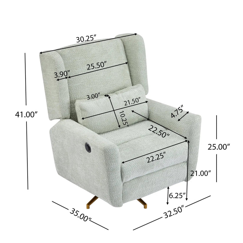 Power Recliner Chair Swivel with Boucle Upholstery and 360° Swivel by HouseOfZazla