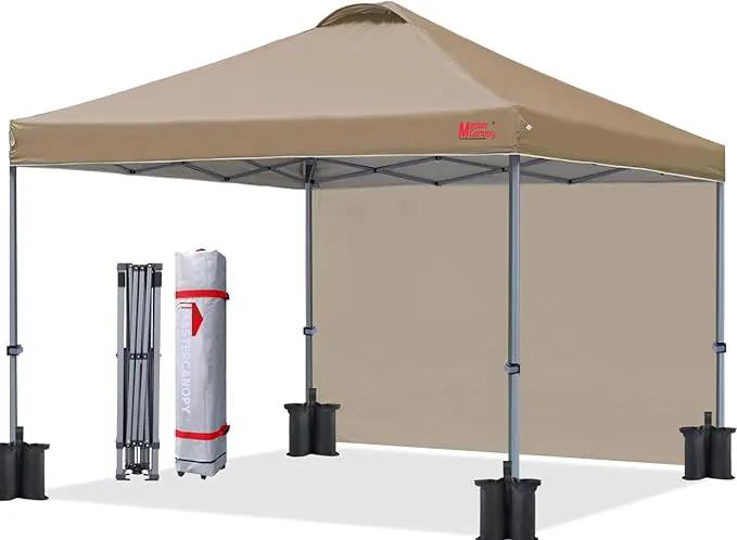 MASTERCANOPY Pop up Canopy Tent with 1 Sidewall (12x12 ft, Khaki) by GreenHaven Gardens
