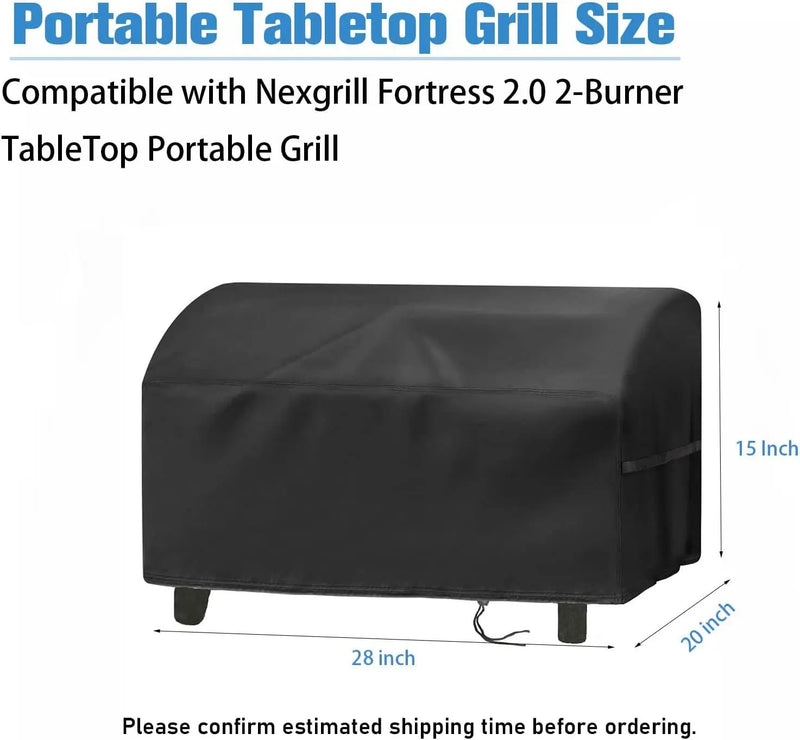 Grill Cover for Nexgrill Fortress 2.0 2-Burner Tabletop Portable Grill, Heavy Duty 600D Waterproof Table Top BBQ Grill Cover by GreenHaven Gardens