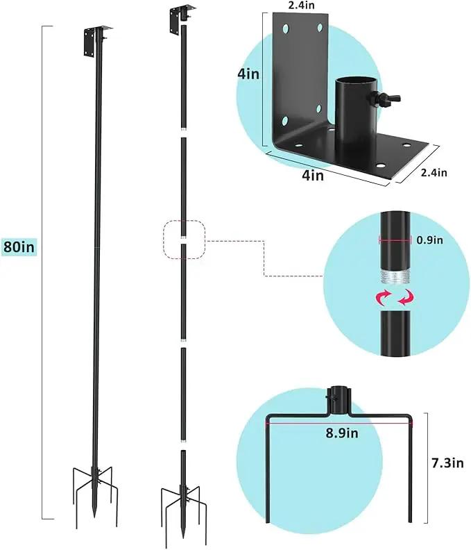 ERYTLLY Bird House Pole Mount Kit 80 Inch - Adjustable Hummingbird Bird Feeder Post Support Rod Universal Stand Set with 5 Prongs for Outdoor, Yard, Garden Decor, Black by GreenHaven Gardens