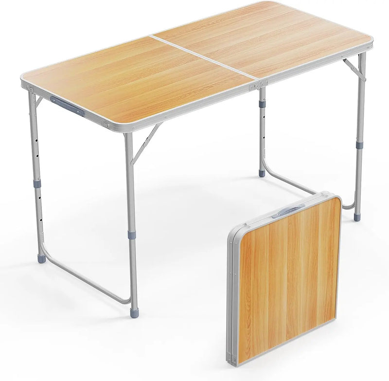 VINGLI 4FT White Folding Table with Carrying Handle Height Adjustable Lightweight Fold Up Portable for Indoor Outdoor Picnic,Camping,Hiking,Fishing,BBQ … by GreenHaven Gardens