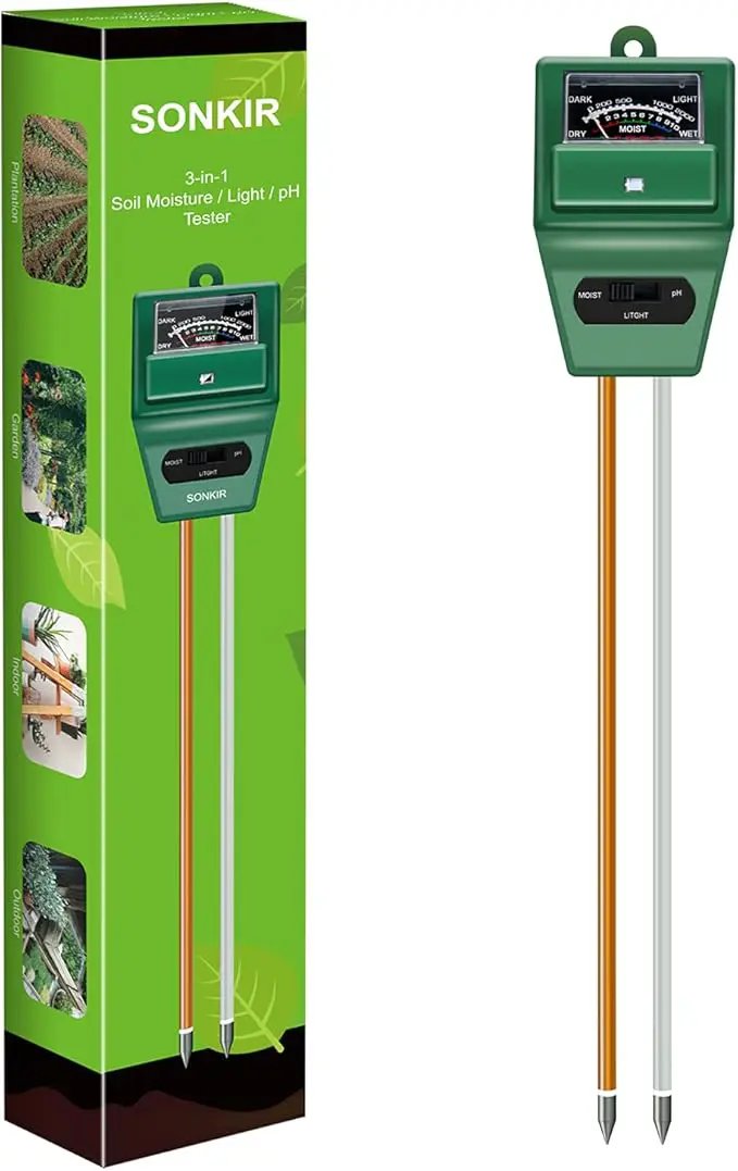 Soil pH Meter, MS02 3-in-1 Soil Moisture/Light/pH Tester Gardening Tool Kits for Plant Care, Great for Garden, Lawn, Farm, Indoor & Outdoor Use (Green) by GreenHaven Gardens