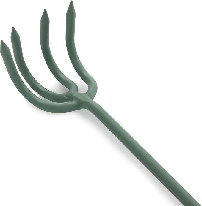 Barebones Cultivator - Weed Remover Tool - Garden Rake and Weeding Tool for Yard Work - Stainless Steel Cultivator for Raking Soil (Ash/Mint) by GreenHaven Gardens